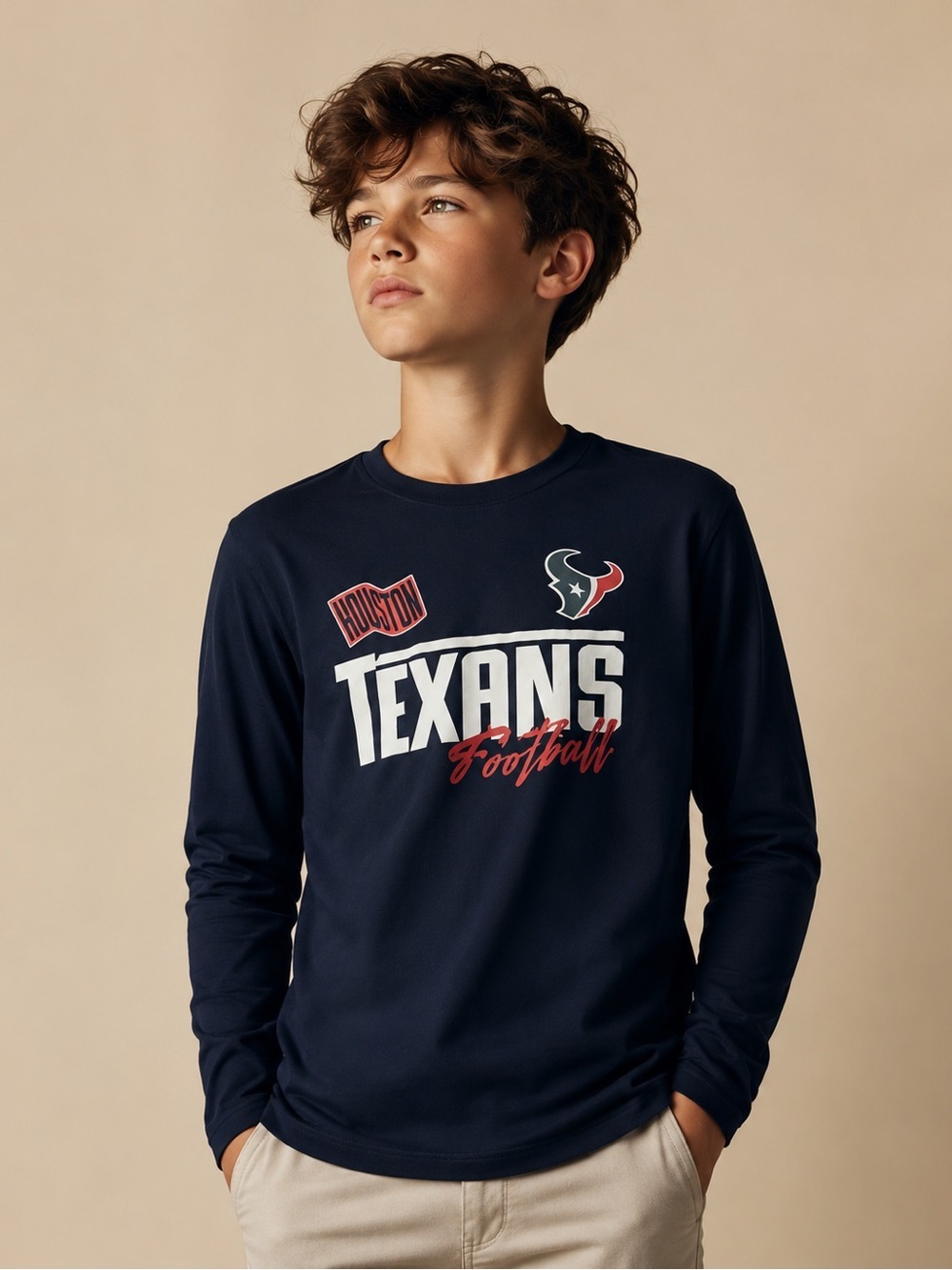 Houston Texans NFL Youth Long Sleeve Football Shirt | Boys Size 10/12